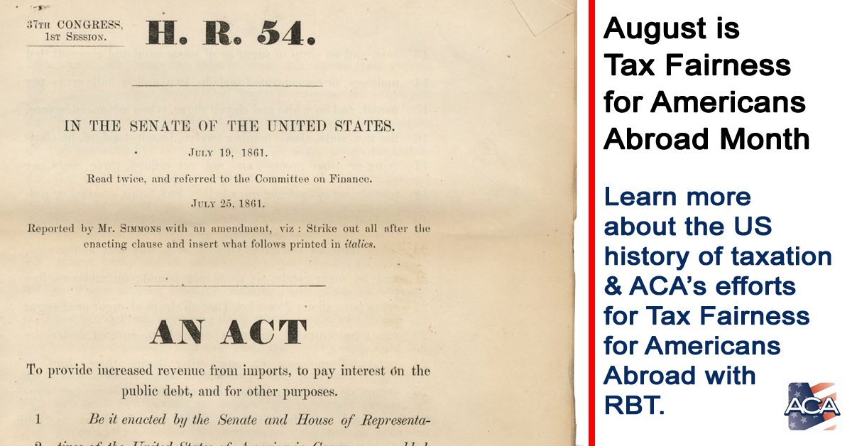 ACAVoice's tweet photo. This week in #USTaxHistory : August 5, 1861, President Abraham Lincoln signed the Revenue Act of 1861, which imposed the first ever federal income tax, during the first year of the Civil War. Learn more: https://t.co/l2us8djShg #taxation #taxreform #RBT #AmericansAbroad https://t.co/O8MRERPXC2
