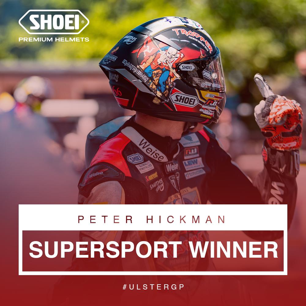 ShoeiHelmetsUK's tweet photo. Congratulations to both @peterhickman60 and @Smiths_Racing for the first #Shoei Supersport race victory yesterday! #Itsakingthing #UGP @IronMaidenBeer @UlsterGrandPrix
https://t.co/BBbIJv0Uji https://t.co/aWIq1L7tZj