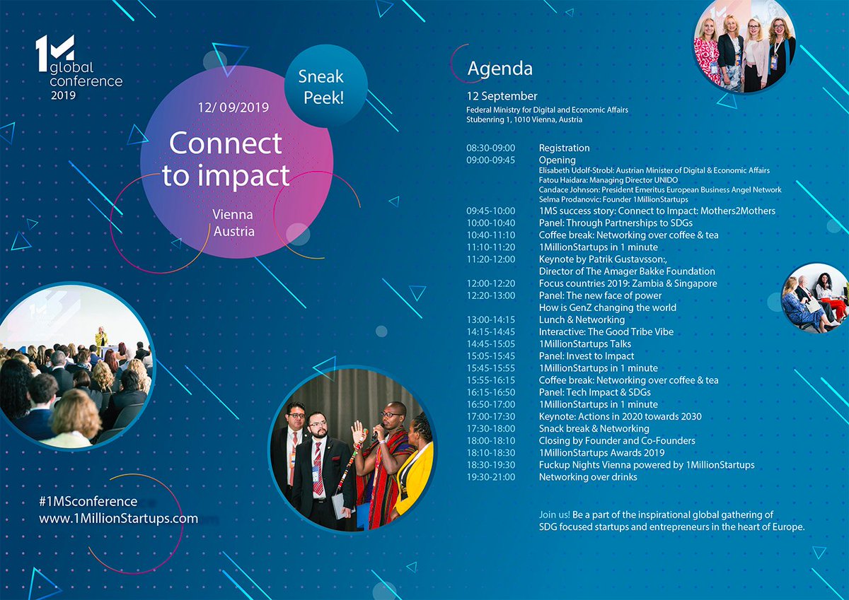 1millionstartup's tweet photo. 📢 Agenda for the 1MillionStartups Global Conference 2019 is online.
🔻🔻 Check out all info and get your ticket TODAY:
https://t.co/kXKFIov1E2
#togetherWE #1MillionStartups #1MSconference #Members #SDGs #SDGstartups #Connect #Impact https://t.co/GoZDKzd0EW