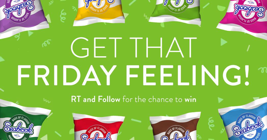 SeabrookCrisps's tweet photo. Get that Friday Feeling! #RT &amp; Follow for the chance to #win a box of crisps!  (UK Only) #fridayfeeling https://t.co/7sMRNSPT61