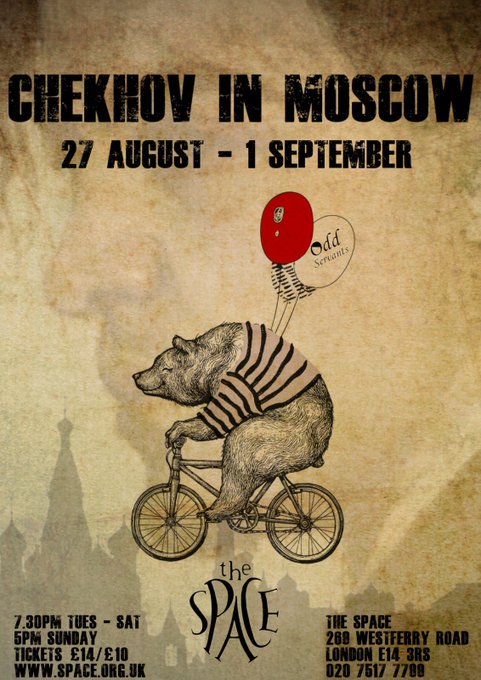 mikewritesabit's tweet photo. Grab yourself an early bird ticket this weekend for #ChekhovinMoscow @SpaceArtsCentre Aug 27-Sept 1 https://t.co/EDb8GIZfQJ #theatre #newwriting https://t.co/AJNLdIsQ6i