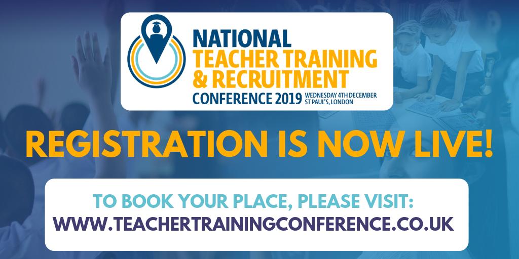teachtrainconf's tweet photo. REGISTRATION IS NOW LIVE! Join us on Wednesday 4th December 2019 for the National Teacher Training and Recruitment Conference to hear the latest practical guidance for how all schools can develop high quality teacher training | FIND OUT MORE HERE: https://t.co/2iHOo4oncC #TTR19 https://t.co/LzIh1tdsxs