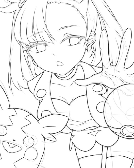 Marnie and Morpeko lineart

#PokemonSwordShield  #ポケモン剣盾 #Marnie 