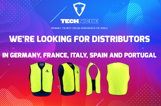 TechNicheEurope's tweet photo. We're looking for distributors all over the EU! Cooling apparel that cools down by up to 15˚C. Get in touch, HOLA! sales@techniche-europe.com #coolingvest #heatstress #climatechange #keepingyoucool #hyperkewlplus #techniche #staycool #distributorswanted ❄️❄️❄️🆒👍 https://t.co/TWMzjlJH83