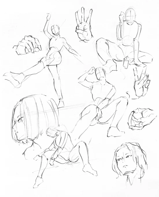 パースの効いたポーズとか描けないから
練習してくことにする 