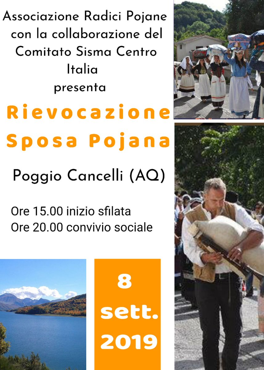 ARP_2016's tweet photo. #ARP è lieta di invitarvi alla "Sposa pojana" rappresentazione del tradizionale matrimonio tipico del nostro paese. 8 settembre ore 15. #poggiocancelli #campotosto #abruzzo #laquila #sposapojana #tradizione #festa #matrimonio @abruzzoweb @Abruzzo_Eventi https://t.co/dTBfp6Ac3b