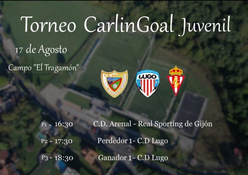 Un año más tenemos aquí el torneo CarlinGoal juvenil!!

Contaremos con la presencia del <a href="/RealSporting/">Real Sporting</a> y del <a href="/CDeportivoLugo/">Club Deportivo Lugo 🪓</a>

Os esperamos!

#PiensaEnVerde #PuxaArenal