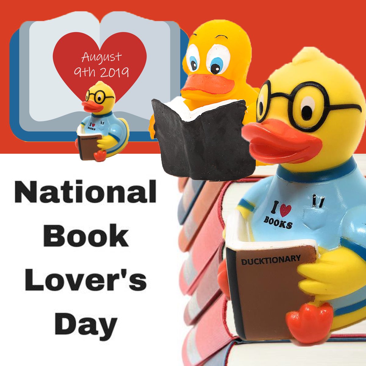 budducks's tweet photo. It’s National Book Lovers Day. So forget the weather and curl up with a good book! #sayitwithaduck https://t.co/NC6TshvT95