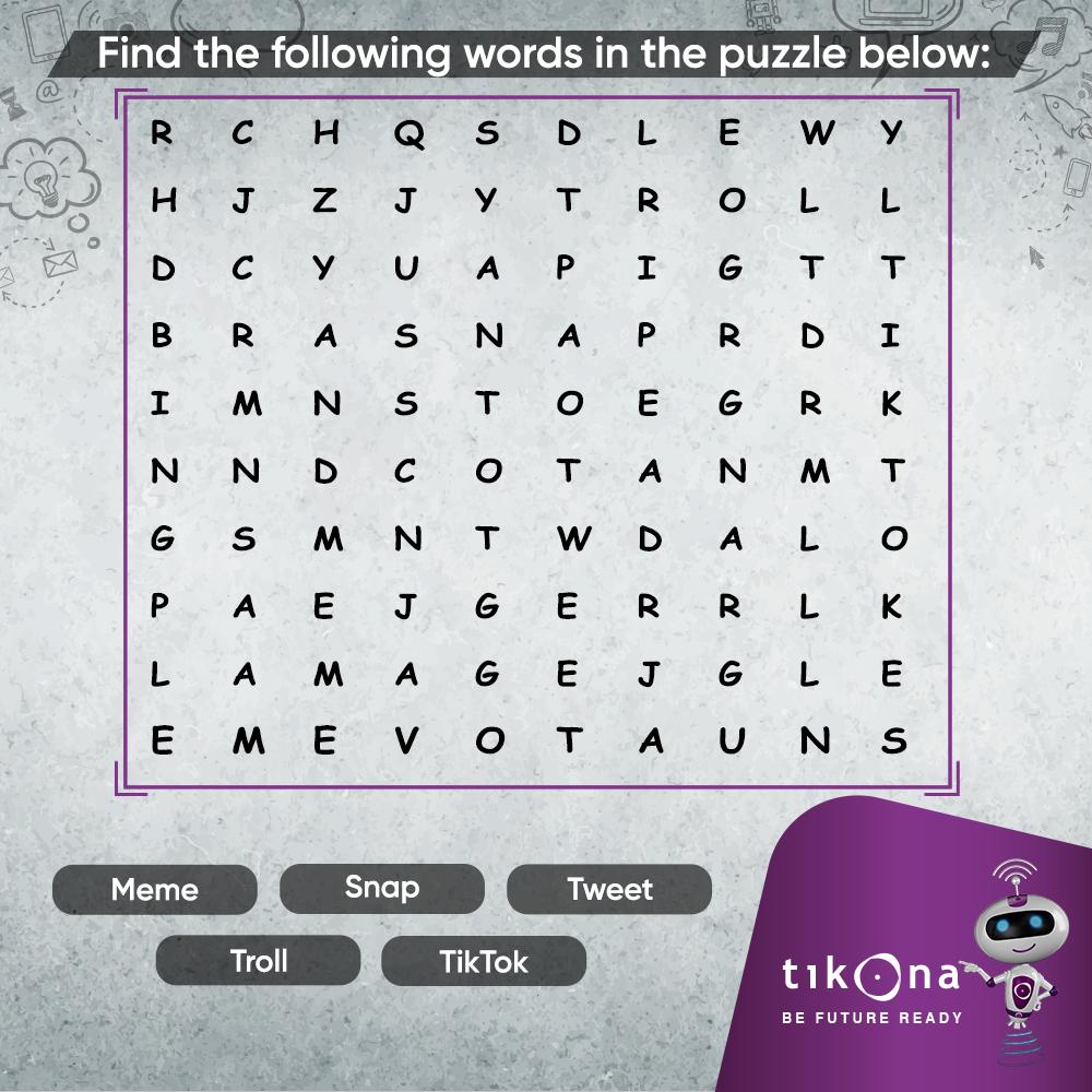 TikonaTIL's tweet photo. Find five internet-related terms in the puzzle below!
#60Mbps #60MbpsSpeed #WirelessInternet #TikonaHomeBroadband https://t.co/11Ci4LHKKJ