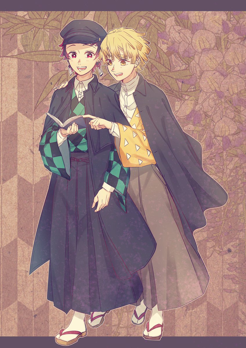 炭善 仲良し書生な炭善かわいいね 映画村衣装 志蠅月 のイラスト