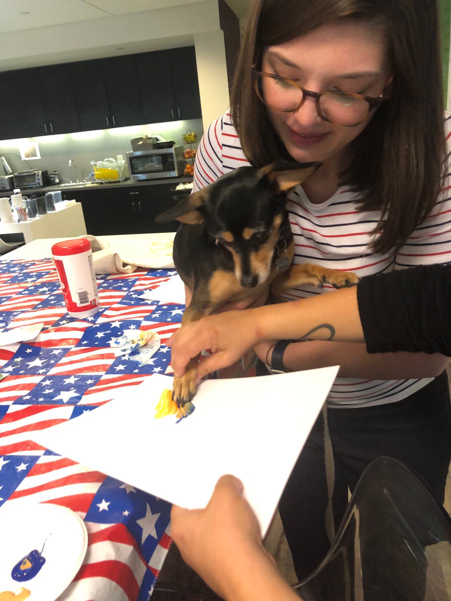 mmaskaly's tweet photo. Maddux got to fingerpaint, or should I say, βpaw paint,β this week while visiting @Fingerpainters.
#agencylife #officedogs #agencydogs https://t.co/RuEEG5yjnc