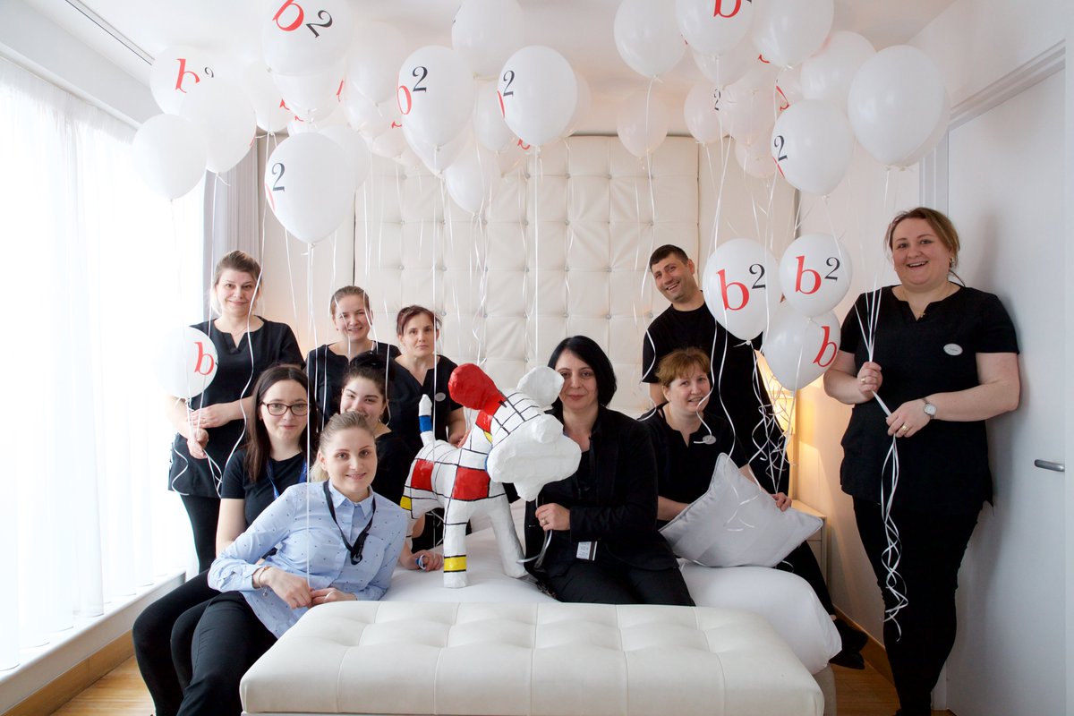 B2Hotel's tweet photo. #b210anniversary hello from the b2 Crew - meet Loredana our b2 Head Housekeeper pictured with her team & #alfie . Fact you didnt know about her- studued to be a head teacher and worked in a primary school for 6 years #teamworkmakesthedreamwork #proud #bermondseysquare #b2crew https://t.co/oh6B3UqINc