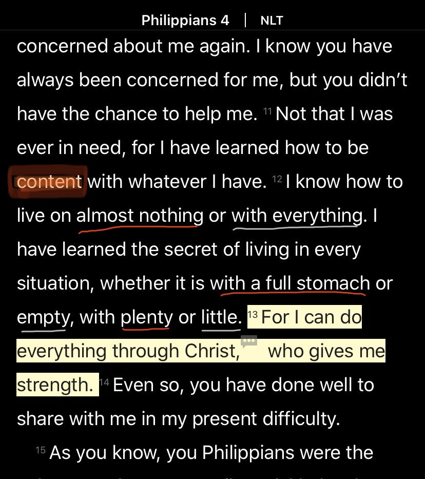 lewischris's tweet photo. A true place of peace and contentment Paul has arrived at in life. It took a lot of hardship to get him there. ‘I can do all things through Christ’ is about contentment though - not scoring touchdowns or making putts. #passionatepursuit #contentment https://t.co/U1MxebKWws
