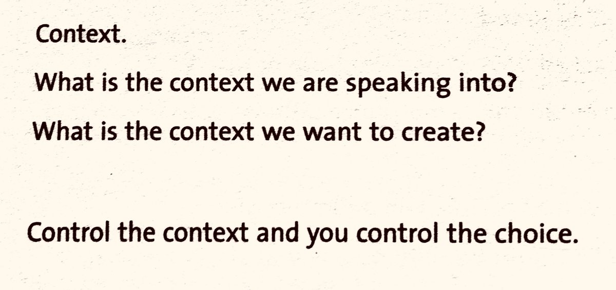 'Control the context and you control the choice.'

A superb description of #ChoiceArchitecture

From the excellent 'ONE + ONE = THREE' by @davetrott