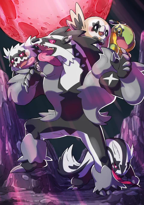 ジグザグマ達(ガラル)描きました 