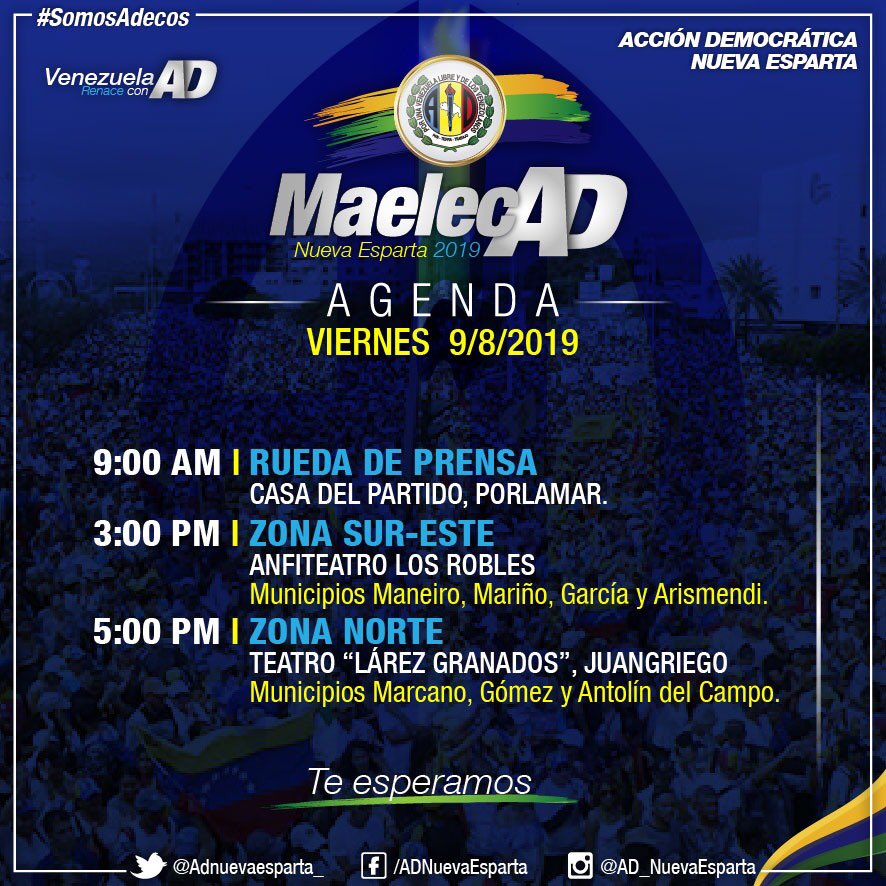 JAD_Charallave's tweet photo. ADemocratica "RT ivlevsilva: Hoy el MaelecadVE estaremos recorriendo junto a nuestro secretario de organización adbernabe parte del estado Nueva Esparta! Seguimos ADlante! https://t.co/HV0TQPvMxS"
