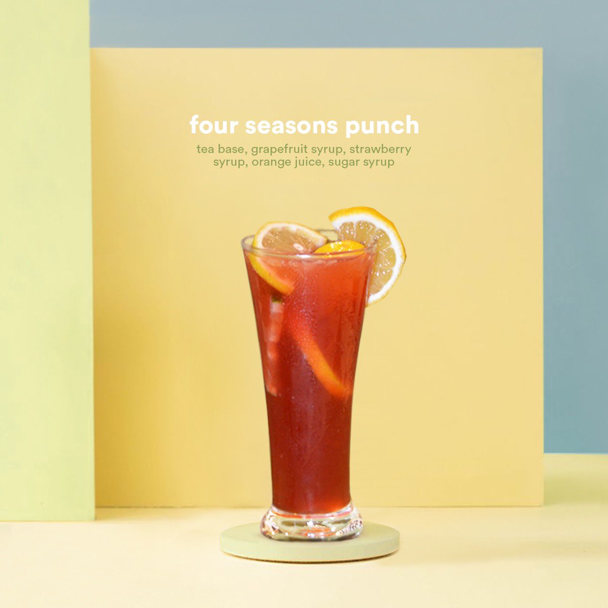 sunniescafe's tweet photo. it’s a tropical party! 🌴 introducing our #sunniescafe tea series! 

🍹grapefruit breeze - tea base, grapefruit and lime
🍹four seasons punch - tea base, grapefruit, strawberry and orange

now available in all branches! 🍊🍓 https://t.co/lZB2nK5oQb