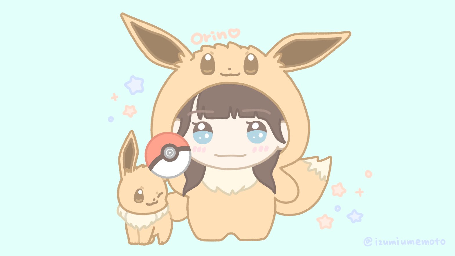 梅本和泉さんはtwitterを使っています 小麟ちゃんを描きました イーブイの着ぐるみを着た小麟ちゃんです 昨日ピカチュウのイラストに ピカピー って可愛いコメントをくれた小麟ちゃんを描きたくなりました 武藤小麟 ちゃんへ Pokemon イーブイ