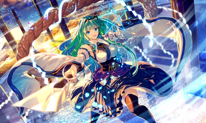 夏コミ4日目の南(ナ-42b)RINGOEN様にて頒布される『東方/ARTWORKS Ⅰ』に早苗のイラストのメイキングを載せていただいています。というか表紙も!
メイキングの文章も僕自身が担当しています。画像のように各段階のイラストと共に進んでいくので、直感的に分かりやすいはず!
よろしくお願いしますー! 