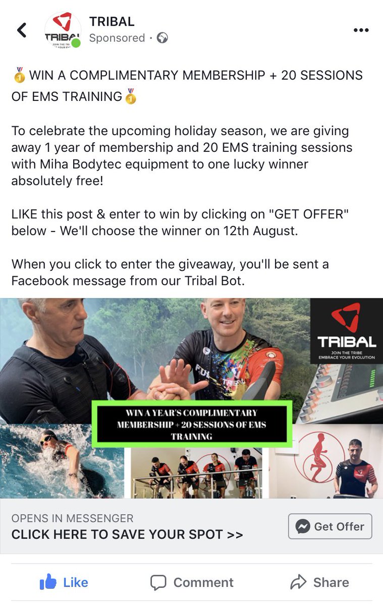 We are giving away a 1 year Complimentary membership along with 20 EMS sessions to one lucky winner! 
Head over to our Facebook page TRIBAL and like our page and enter the Competition now 🔴⚫️
•
•
#GoTribal
•
C O M E  J O I N  T H E  T R I B E