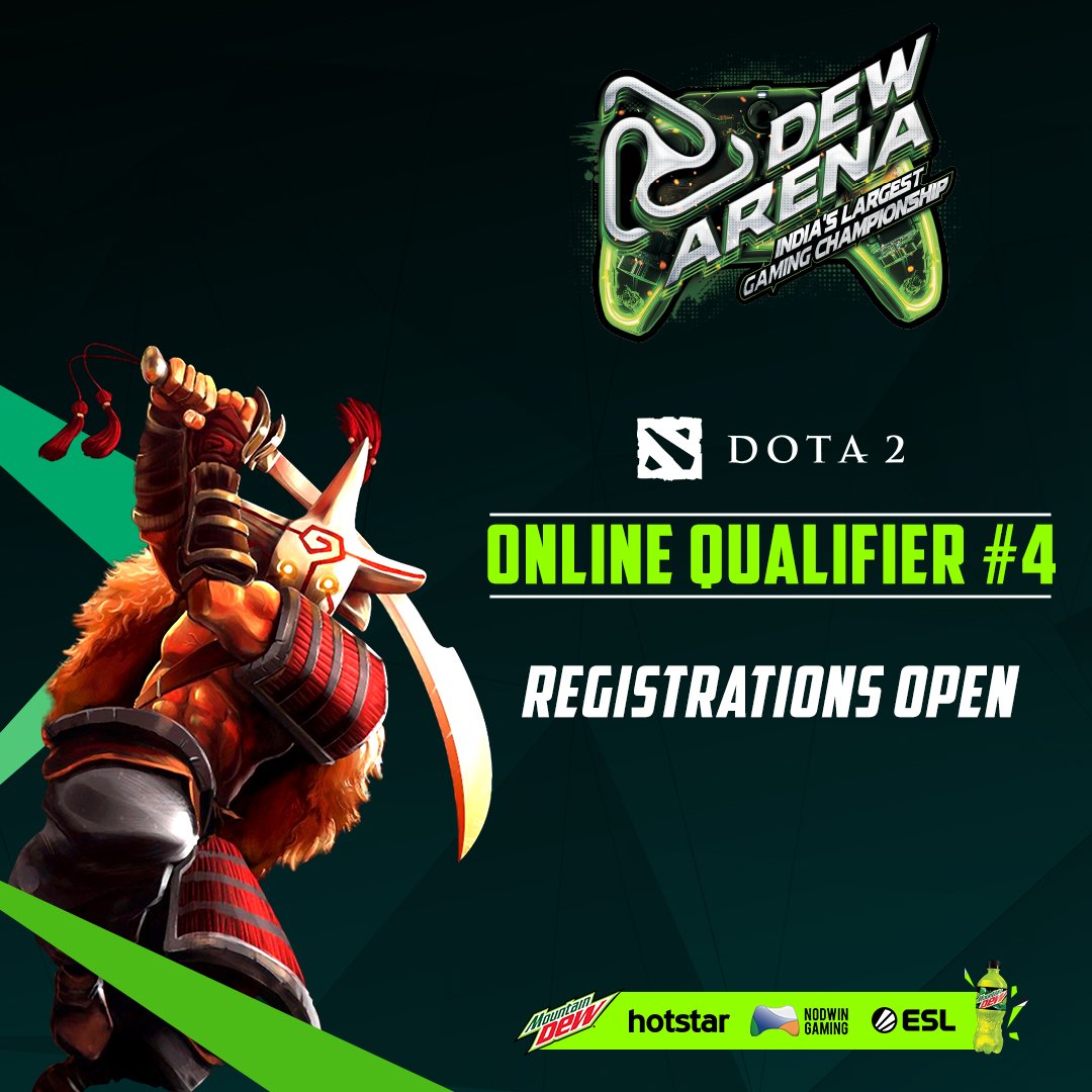 Registrations for Dew Arena 2019 DOTA 2 Qualifier #4 are open now. Interested teams may register using the link below.
play.eslgaming.com/dota2/south-as…
#DewArena #MountainDew #MountainDewIndia #DOTA2