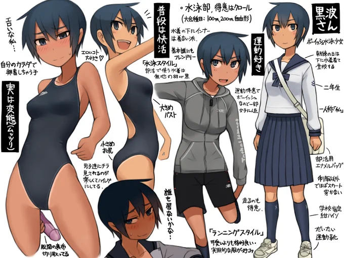 個人的性癖を詰め込んだボーイッシュ
黒波さん(2019バージョン)
#競泳水着 