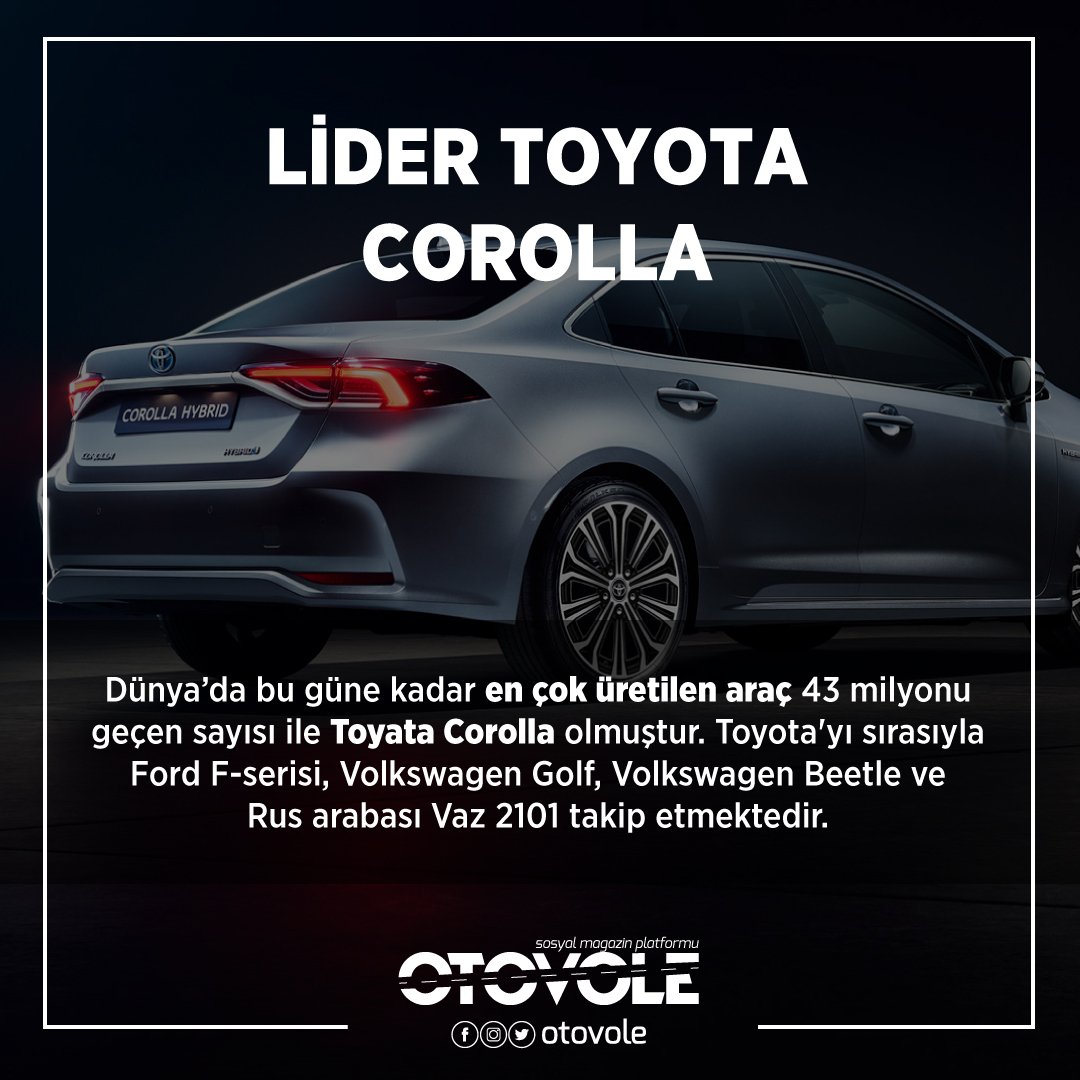 Otovole's tweet photo. #toyotacorolla #toyota #corolla #ford #vw #volkswagen #beetle #golf #volkswagenbeetle #volkswagengolf #vaz2101 #üretim #produce #production #leader #car #vehicle #instacars #automobile #carstagram #vehicles #cars #automotive #otovole https://t.co/5nKEy08rZN