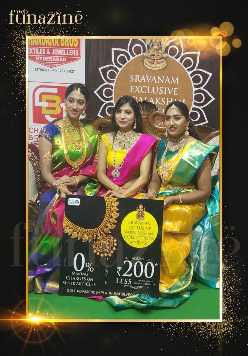 webfunazine's tweet photo. @Sudha5657  Sudha Jain
Model &amp; Socialite, Ms India Asia Pacific
inaugurated Sravanamasam Collection at Chandana Brothers with Cat Walk Show.
Collection of Diamond Jewellery with Emerald suitable for special, festive &amp; wedding season.
Launch of New Collection of Sarees.
#sudhajain https://t.co/6GIFlpnnxk