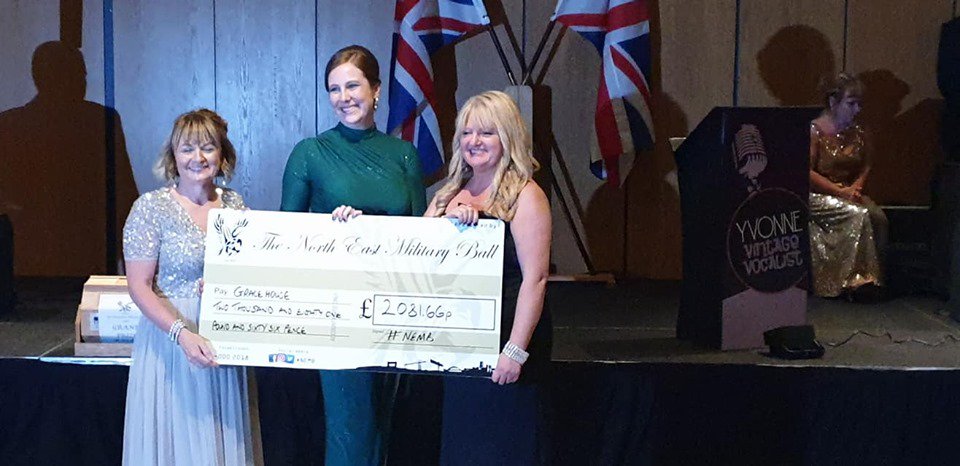 GraceHouse10's tweet photo. Huge thank you to everyone at the The North East Military Ball​ for an amazing event at Hilton Newcastle Gateshead​. We were delighted to be one of the chosen charities and overwhelmed to receive a cheque for over £2,000 on the evening. It was a pleasure working with you. 

#nemb https://t.co/DEbgmxCCDs