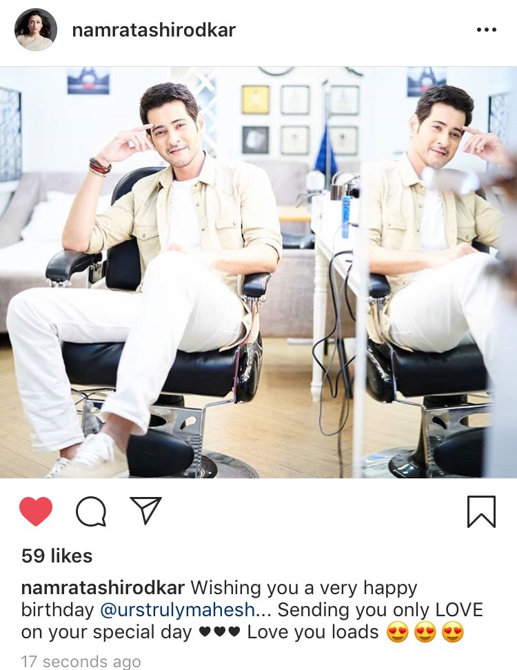 PanduGadu2_0's tweet photo. Namrata Wishing Superstar ♥️♥️

@urstrulyMahesh
#HappyBirthdaySSMB 
#SarileruNeekevvaru https://t.co/rJpCDBO6hO
