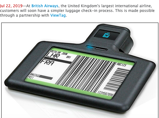 EcartesTech's tweet photo. #RFIDNews : @British_Airways partners with @ViewTag to offer RFID Luggage tag to fast-track check-in process! via @RFIDJournal 
https://t.co/wKJ3kNXak3

#RFID #Smoothcheckinprocess #RFIDtechnology #IOT #FutureisRFID https://t.co/fW1YroyQR8