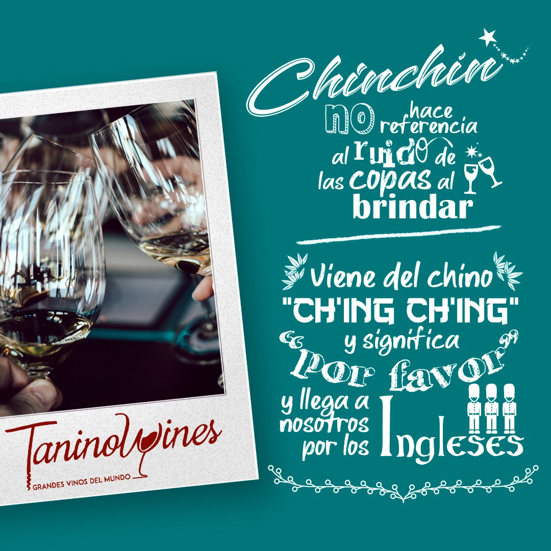 Despedimos la semana con una curiosidad. ¿Conoces el origen de la palabla "chinchín"? En realidad no es una onomatopeya y su origen está en una expresión china que repetía por favor para dar énfasis. 
#curiosidades #chinchin #brindemos #winelover #taninowines #FelizFinde