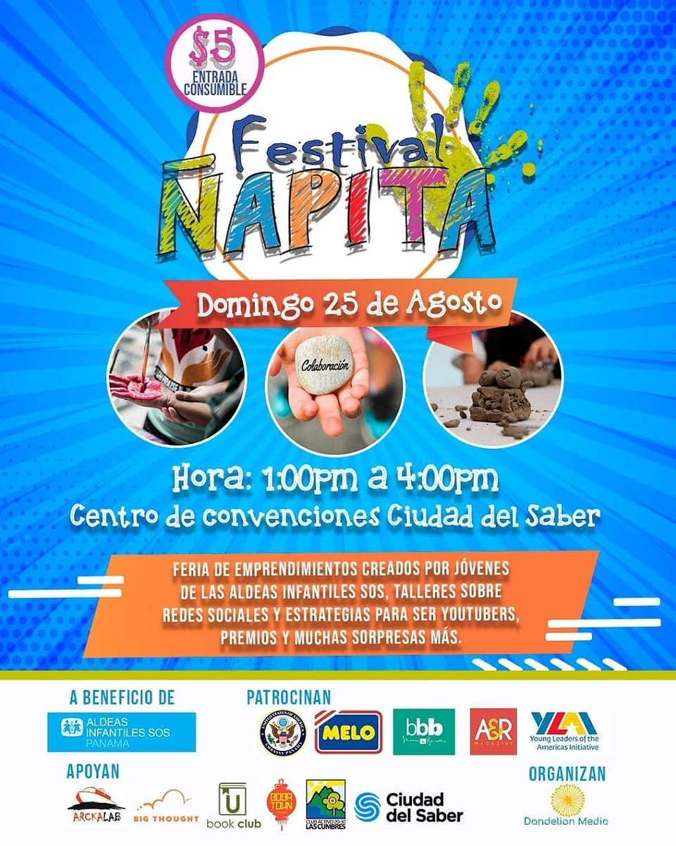 mediadandelion's tweet photo. ¡Ven al FESTIVAL ÑAPITA! Celebra con nosotros el mes de la juventud promoviendo el emprendimiento en las nuevas generaciones.

#Panama #PTY #EventosPanama https://t.co/33V0uC2MDr