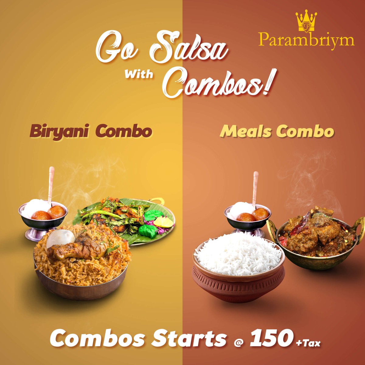 Parambriyms's tweet photo. Let your taste buds go salsa and drool with joy with this irresistible salsa combo treat at #Parambriym!😍Biryani or Rice combo? 😲 What’s your pick today? 🙄 Combos start at Rs.150 + Tax!👈
Rush to #Parambriym and go salsa with sumptuous treats! https://t.co/Ngnl7ny785