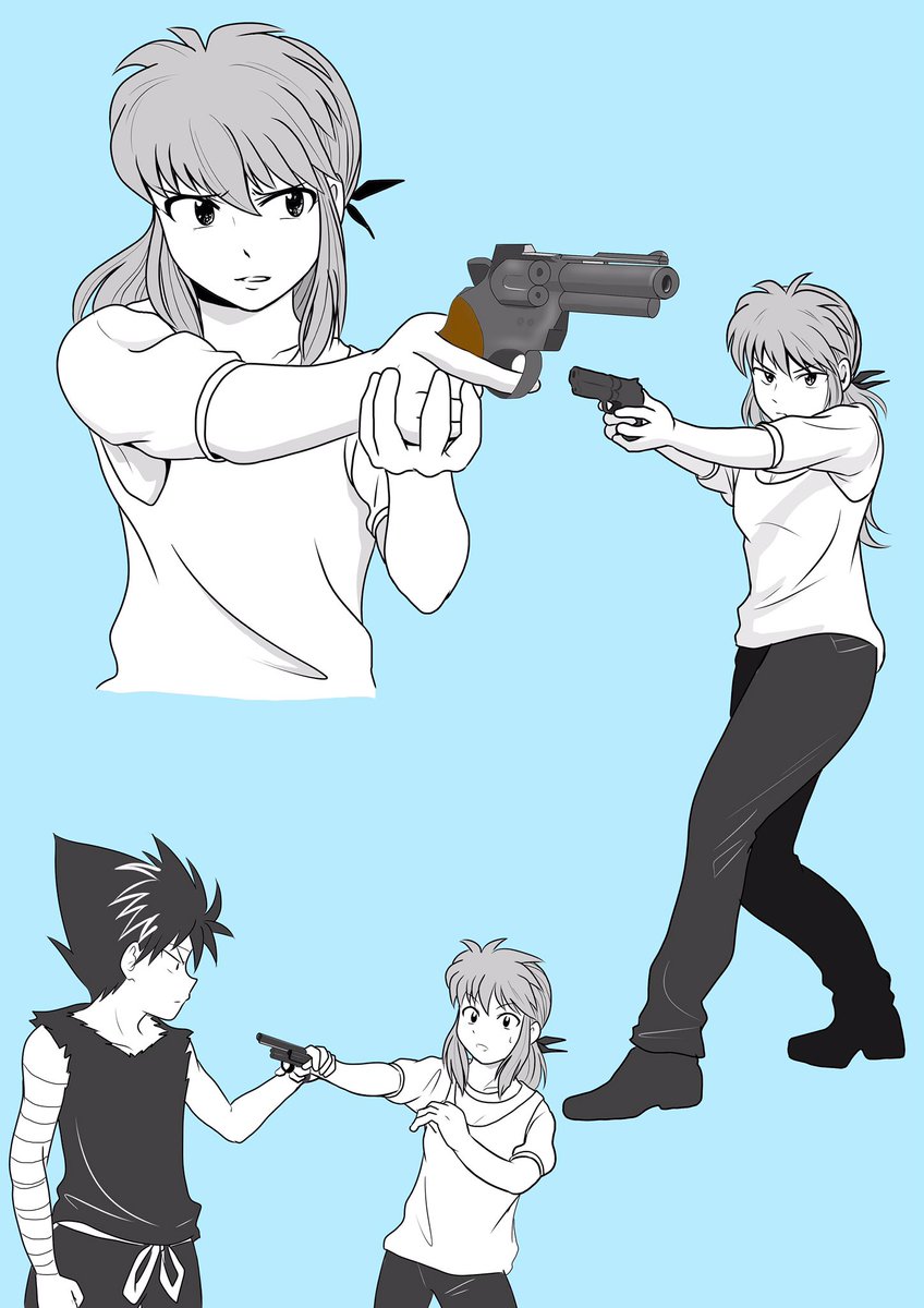 銃を持つポーズ集があったので雪菜ちゃんを描きました 