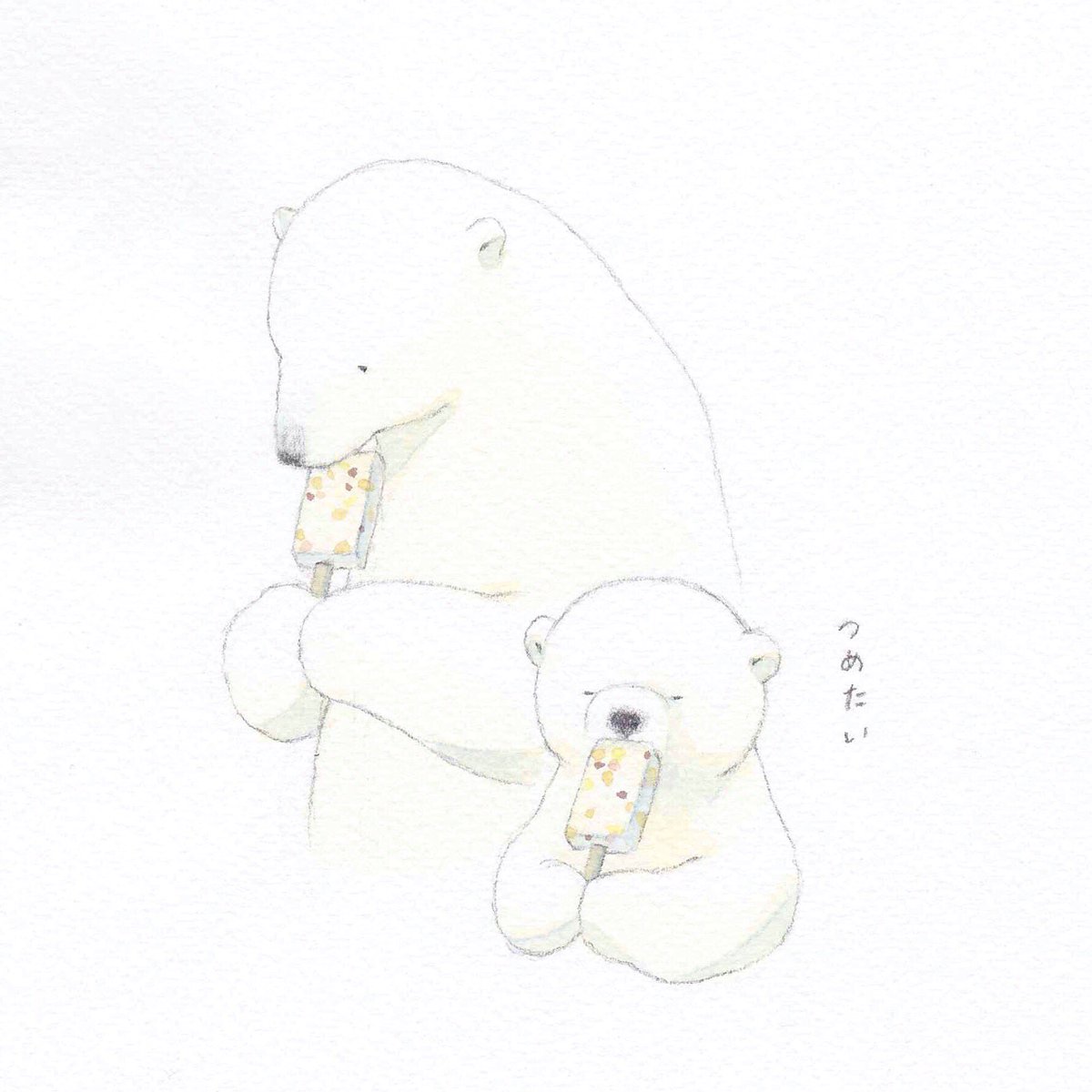no humans food bear polar bear popsicle white background simple background  illustration images