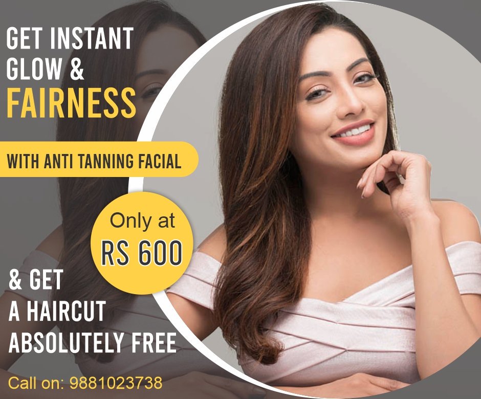 Pamper your skin and get instant fairness and Glow with the anti-tanning Facial only @ Rs. 600 and get HAIRCUT absolutely free. 
#oasis #oasissalon #antitan #facial #skinglow #skinfairness #skinglow