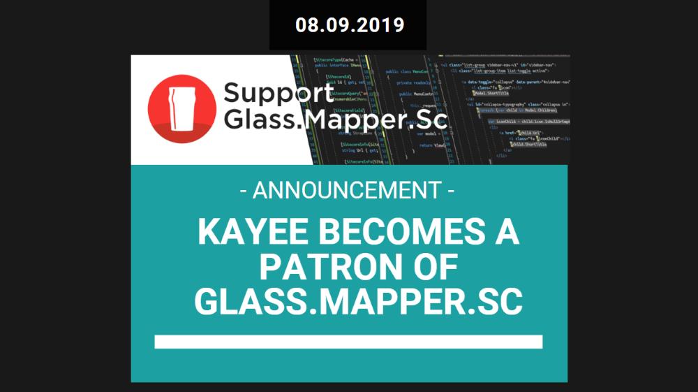 kayeeNL's tweet photo. Kayee becomes a patron of https://t.co/VJw77znMX1 (@mikeedwards83 &amp; @Glasslu) and so can you! https://t.co/UsoKK2ltVe #Sitecore Agencies please support this must-have ORM tool while doing Sitecore Development. Pls RT and support #Sitecore #glassmapper #orm https://t.co/tkpePEmUFK