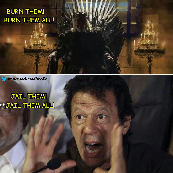 Qom-e-Youth (9)The Mad King wanted to "Burn Them All"The Donkey King, on the other hand, wants to "Jail Them All"Presenting middle classion ka Aegar Targaryan... #MaryamNawazArrested #PakistanStandsWithMaryam #StayStrongMaryamNawaz
