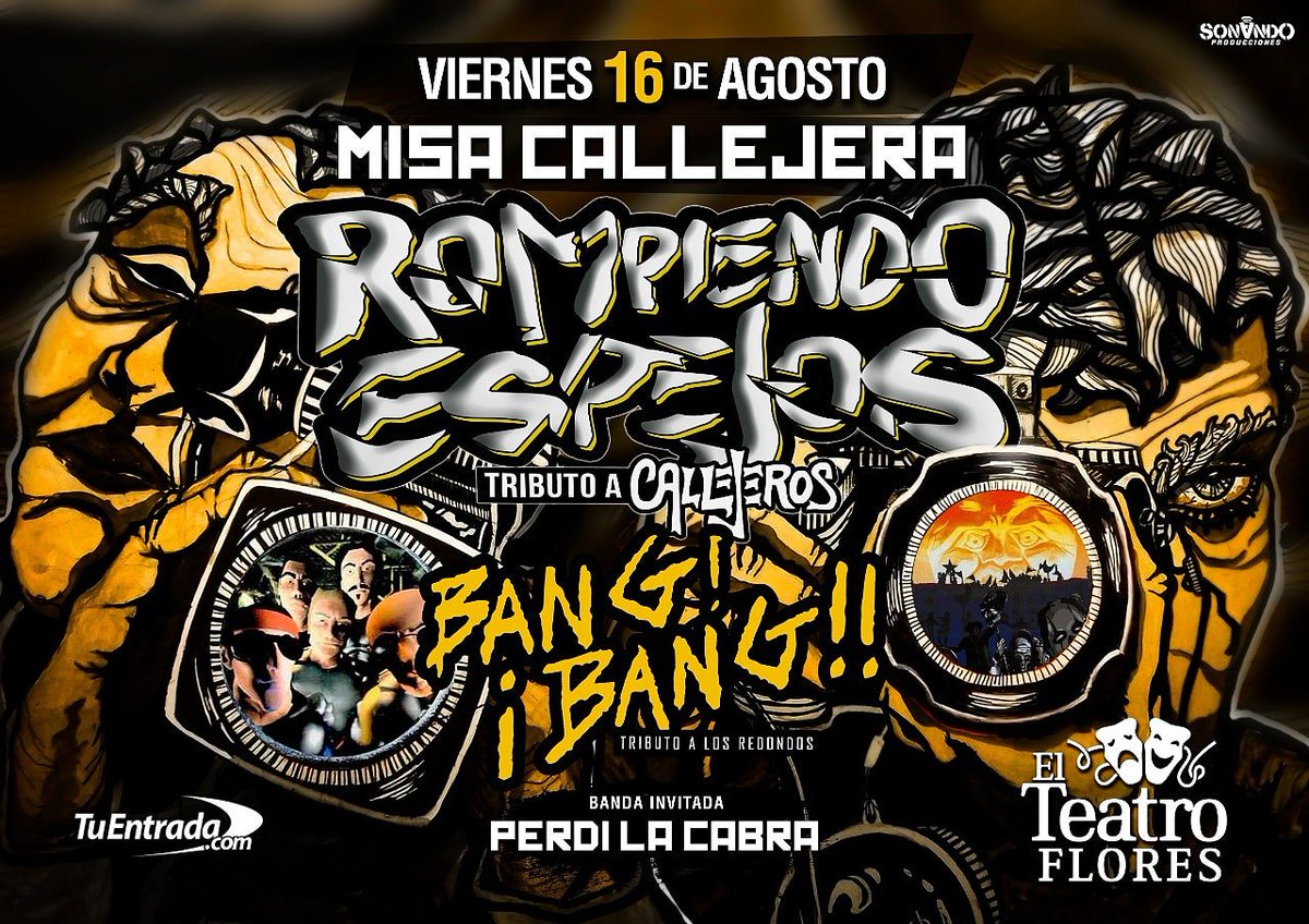 Bangbangtributo's tweet photo. Estamos a 1 semana de tocar en el @teatroflores ricotas!
El viernes que viene junto a @rompiendoespejosok  y @perdilacabra 
ENTRADAS $220 https://t.co/9dEywRehPn