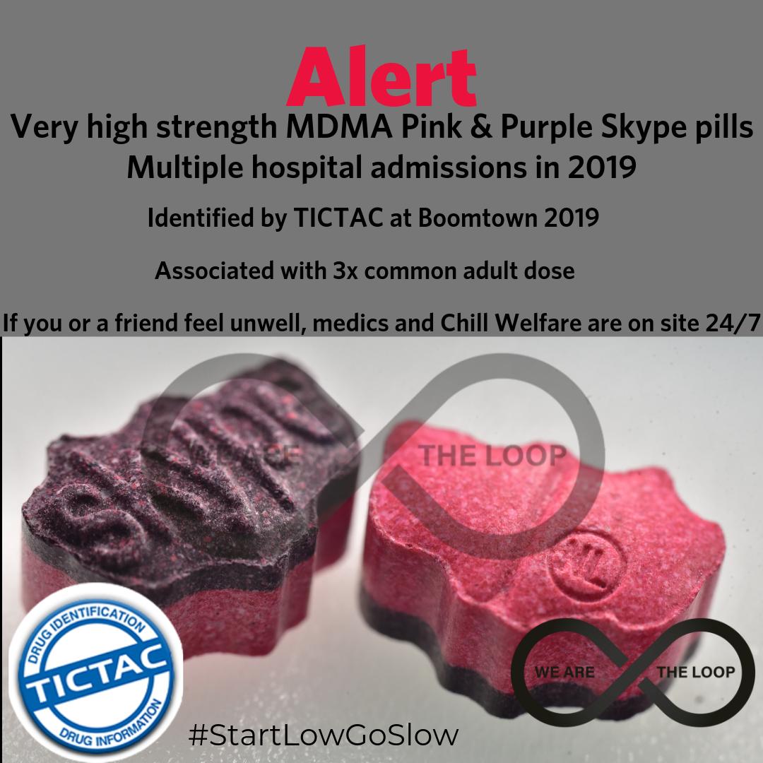 WeAreTheLoopUK's tweet image. #Loopalert
@BoomtownFair 
@ChillWelfare 
Very high dose MDMA tablets associated with multiple hospitalisations this festival season, identified at Boomtown by TICTAC Communications
Seek Medics or Chill Welfare if you feel unwell
#StartLowGoSlow
#TimeToTest