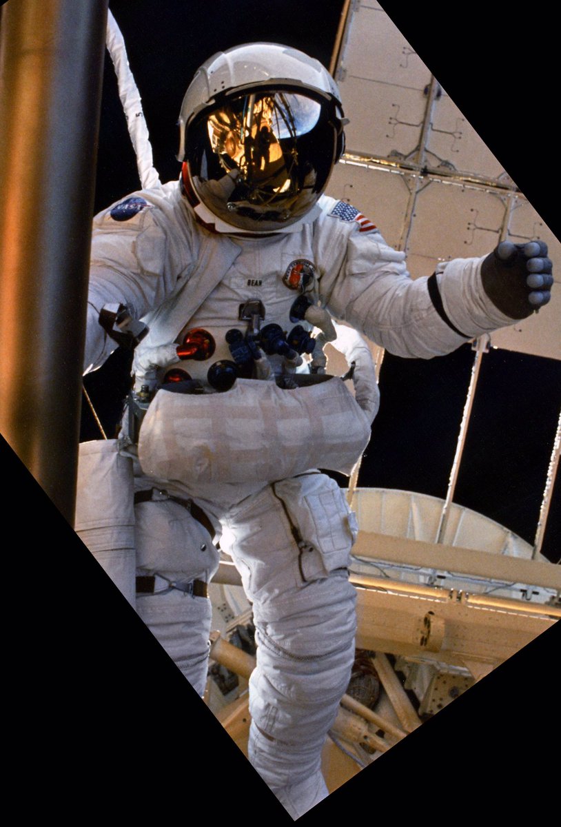 Another beautifully touched up photo of Alan Bean during Skylab! Again, the detail!  It’s like looking at it with your own eyes in person! #AlanBean #Skylab #Astronaut #PhotoReboot #MoonMan #BeautifulDetails