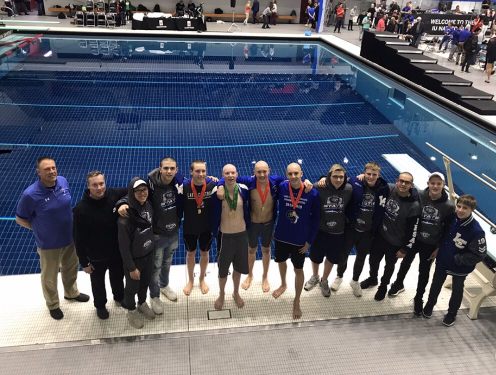 lcswimming_'s tweet photo. A huge Congratulations to Riley Ingram (12), Eric Tinsley (9), Jack Tinsley (12), &amp; Mikey Zajac (12) on being named 2019 All Americans in the 400 yard freestyle relay! These Indians had the 100th fastest time in the US and 6th fastest in IN! Roll Tribe💙🤩 @LCIndians @LCHSnews https://t.co/GC4P61aIvg