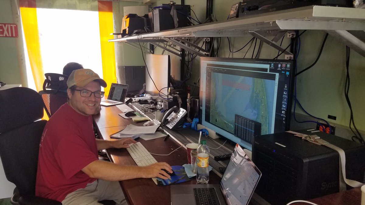 USGSCoastChange's tweet photo. #CapeCodBay2019 Let me process this...
Here we see Seth Ackerman processing the #seafloor #mapping #data as they are collected! This helps them make decisions while surveying and brings them a step closer towards the final #maps.
#USGS #seafloormapping #CapeCod #CapeCodBay https://t.co/retx3CAIYN