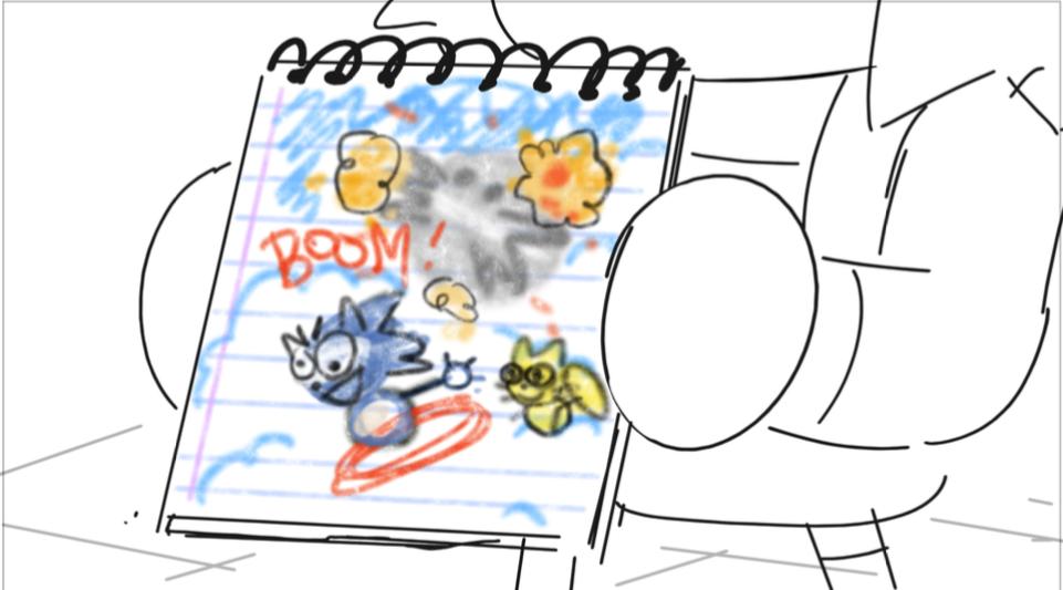 Ofc I had to include a crayon 
drawing joke. I set out to canonize Sonic defeating M*rio and proving his superiority in the oly-I mean summer/winter sports games. (2/6) 