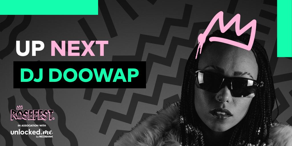 YouthXByNedbank's tweet photo. Our gurl, @DJ_Doowap, really knows how to get a crowd jumping – she used to be a diving champ for SA! 🌹🏆This multi-faceted female is up at 7:45pm and we are ready for her to make a splash! 😏  #RoseFest19 #WatchMeBloom https://t.co/8DhVQ6vBE4