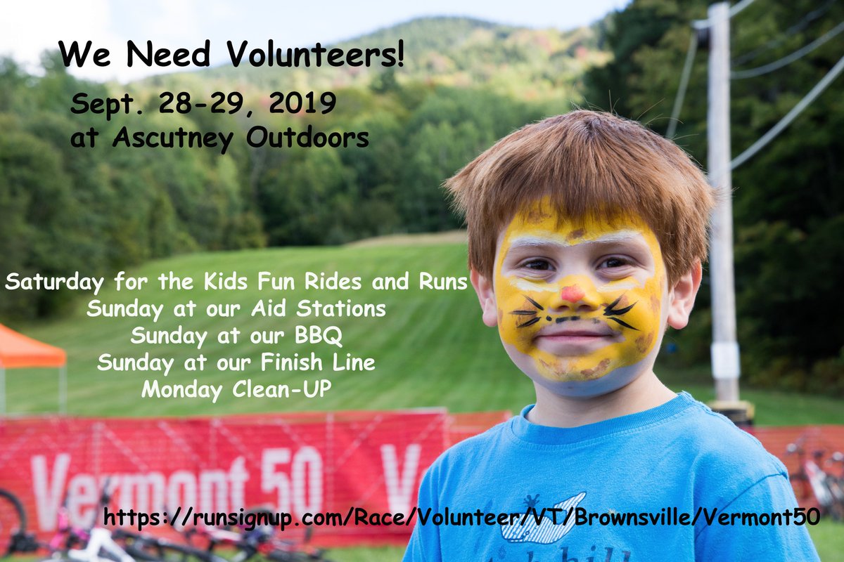 Vermont50's tweet photo. Calling all Vermont 50 volunteers. It's time to sign up to help out at this crazy awesome race! https://t.co/BH3MMBKhQD #vt50 https://t.co/gD0IF8AQdU