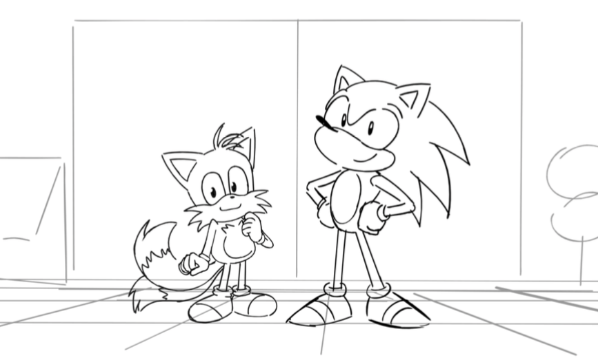 Gonna upload some of my boards from Let's Meet Sonic! This ep was literally a dream come true to work on. I'm so beyond honored to have been able to draw and write Sonic and Tails as a job. Baby Me would be reeling! (1/6) 