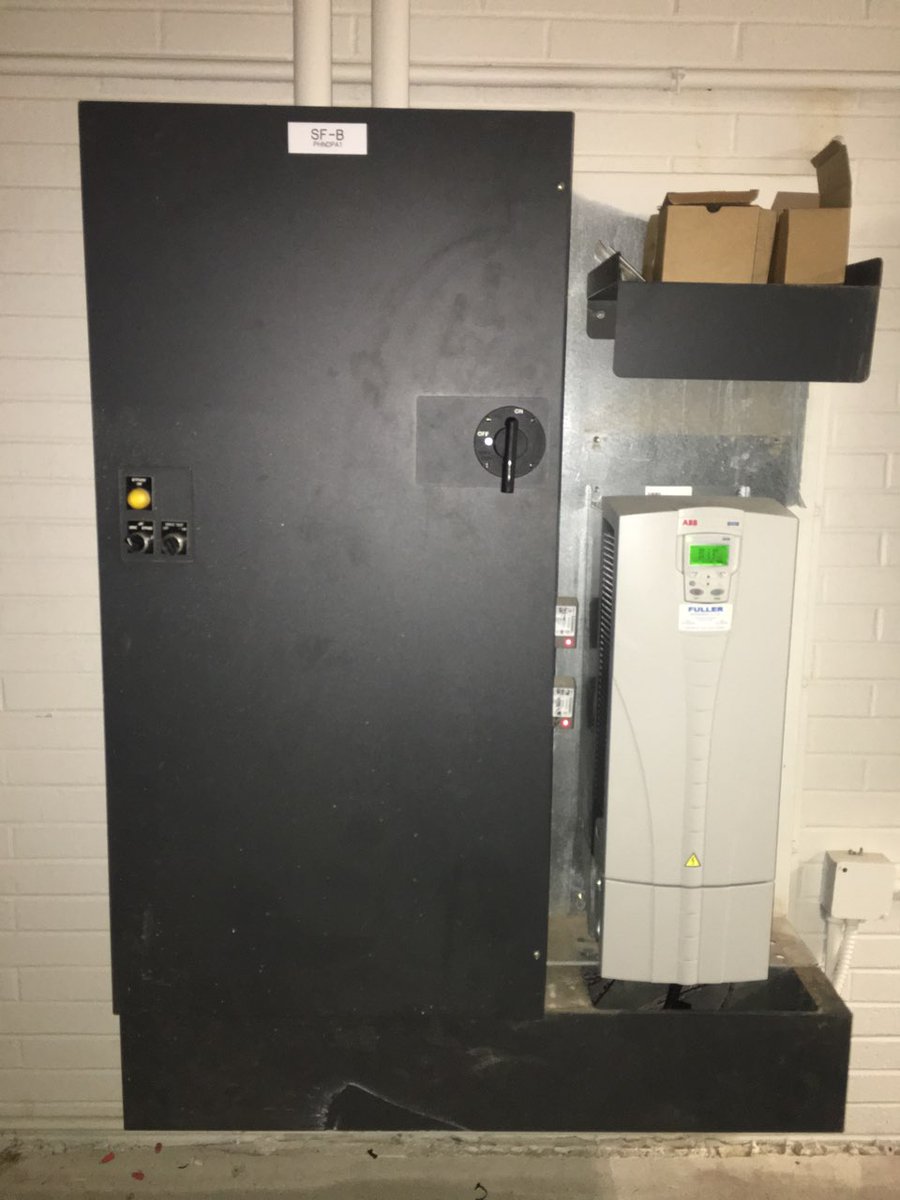 FullerEngr's tweet photo. Just a few before and after shots of a Qty. (25) #ABB VFD swap-out project performed at one of our local school systems after a massive power outage. Fuller Engineering is Indiana's source for all-things #ABBVFD. #HVAC #Turnkey #WeLoveOurTechs https://t.co/SRNBzERqr9