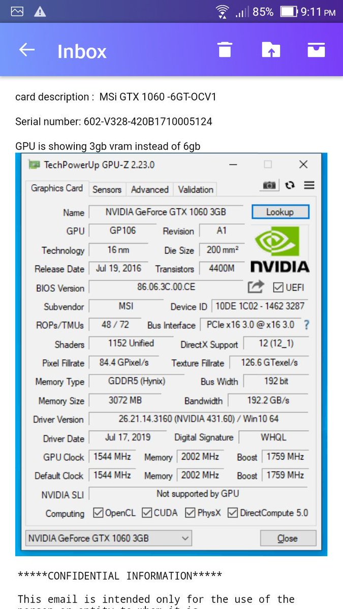 PritishSeth's tweet photo. @msitweets @_kaizeninfotech @LinusTech @C4ETech
@JayzTwoCents
MSI gtx1060 6GB card not fixed after being RMA'ed twice.After the first RMA ,I receive a card which isn't working and has 3GB vram .After the second RMA I receive a gpu which has a faulty dvi port and crashes. https://t.co/SSwrtFNWUa